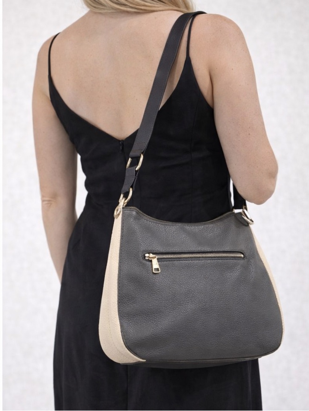 💋Coach F76697 Jes Colorblock Hobo Heather Gray/Black Pebbled Leather Bag - Picture 2 of 12